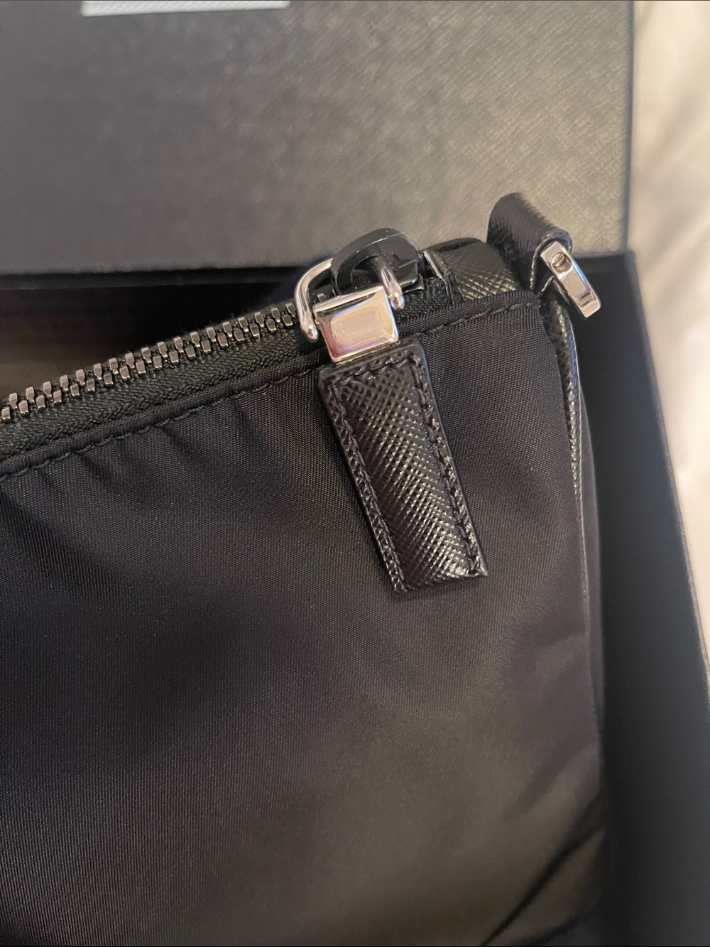 Authentic Prada Black Re-Nylon and Saffiano leather shoulder bag - Picture 9 of 11
